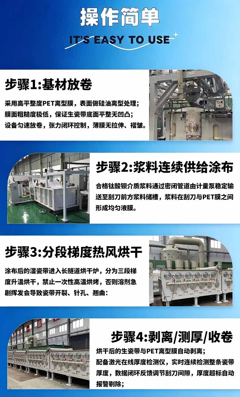 超薄生瓷片流延挤出生产设备操作流程